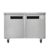 48 in. Two-Door Commercial Undercounter Freezer in Stainless Steel with Casters, ETL Listed (KM-UCF-2DSS)